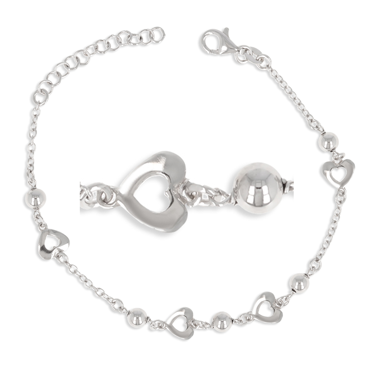 Bracelet Argent \'Love\' argenté (rhodié) - 7x6 mm - [R1931]