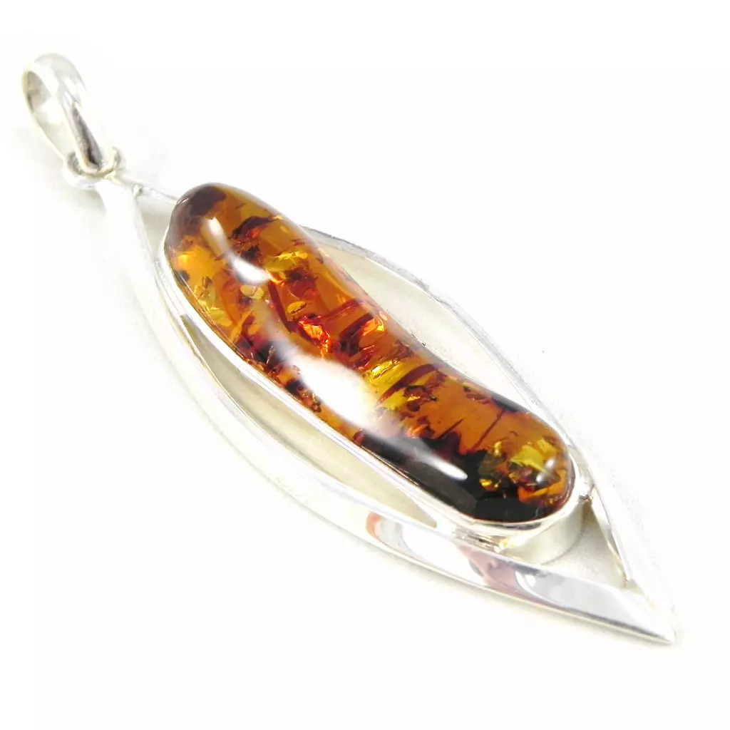 les trésors de lily Pendentif Argent 'Chloé' ambre [F9884]