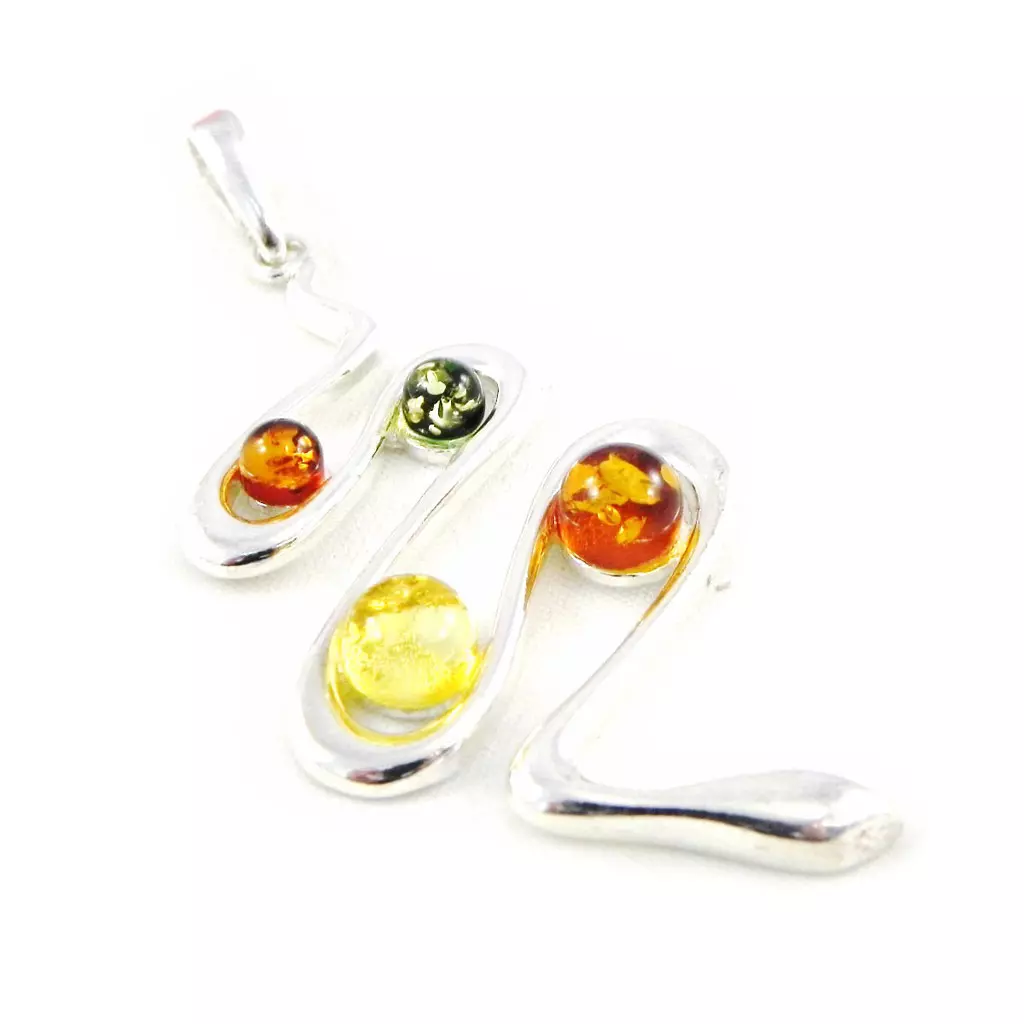 les trésors de lily Pendentif Argent 'Serpent' Ambre [F9911]