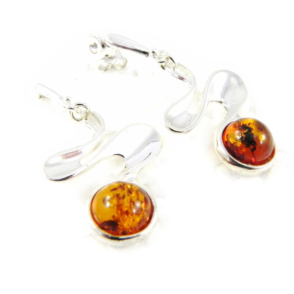 Boucles Argent \'Inspiration\' Ambre  - [F9984]
