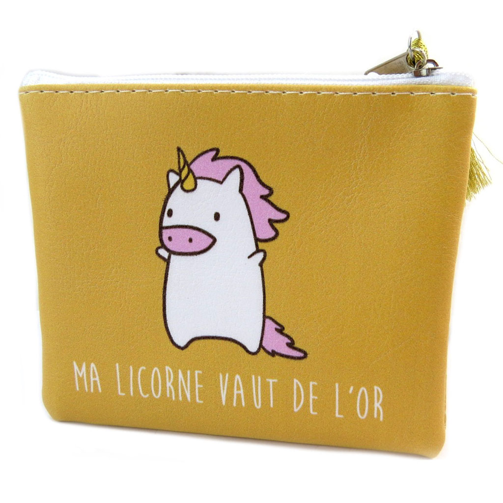 Porte-monnaie \'Licorne My Unicorn\' doré (Ma Licorne vaut de l\'or) - 12x11 cm - [P5362]