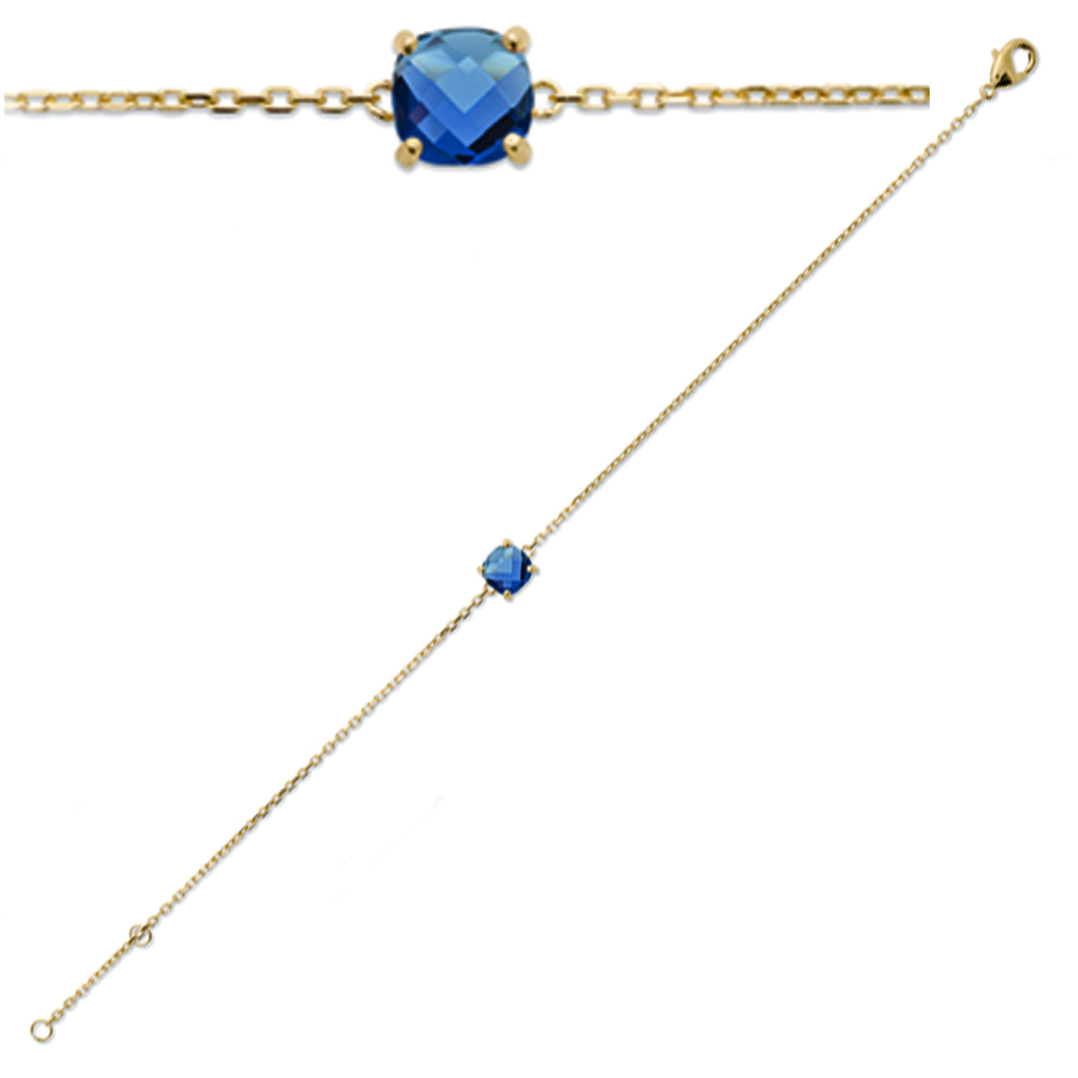 Bracelet Plaqué or \'Sissi\' bleu doré - 6 mm - [Q4952]
