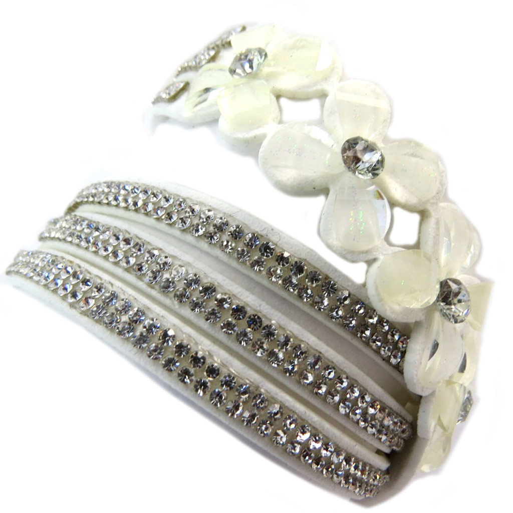 Bracelet Créateur \'Sissi\' blanc ivoire (2 tours) - [P5366]
