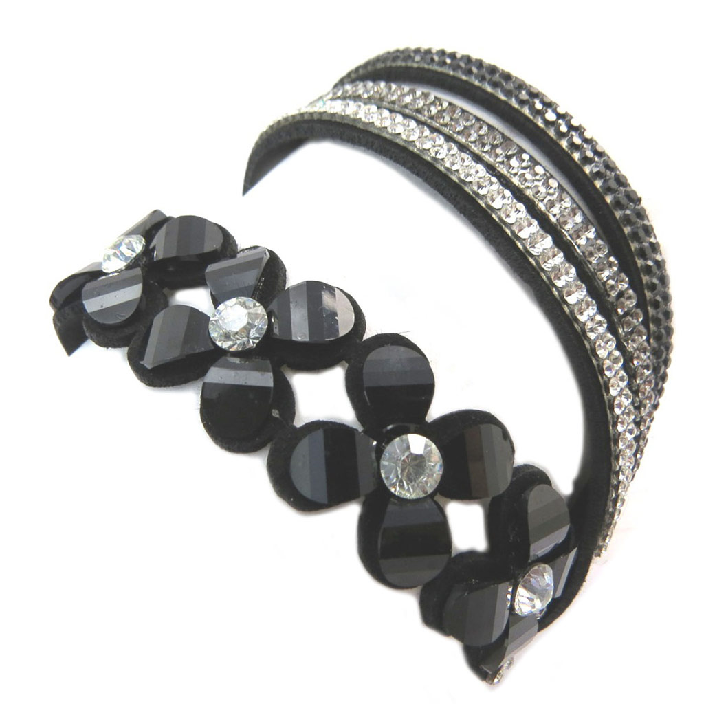 Bracelet Créateur \'Sissi\' noir gris (2 tours) - [P5367]