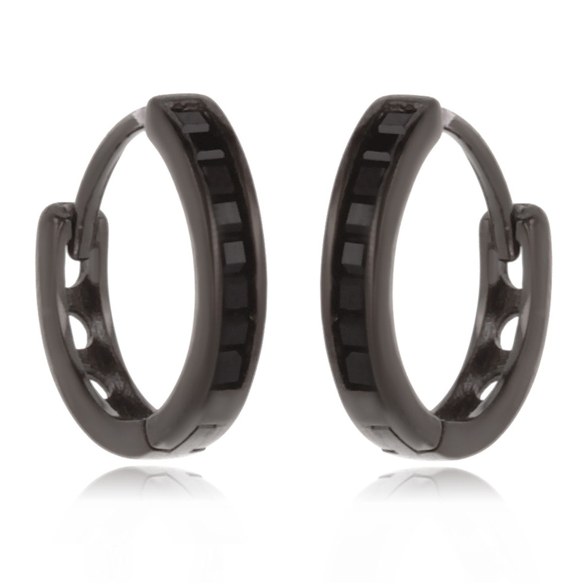 Créoles Argent \'Sissi\' noir (rhodié) - 15 mm 2 mm - [R0705]