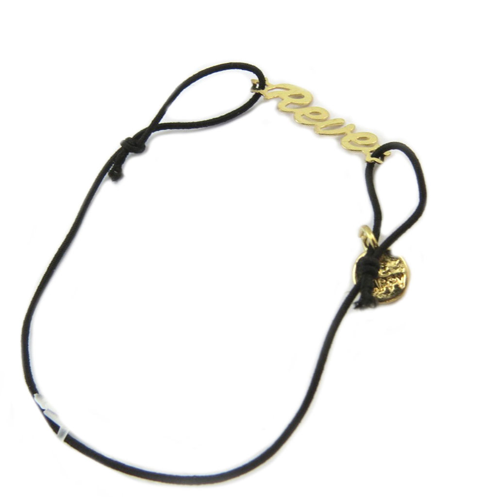 Bracelet élastique \'Messages\' doré noir (Rêve) - [P5376]