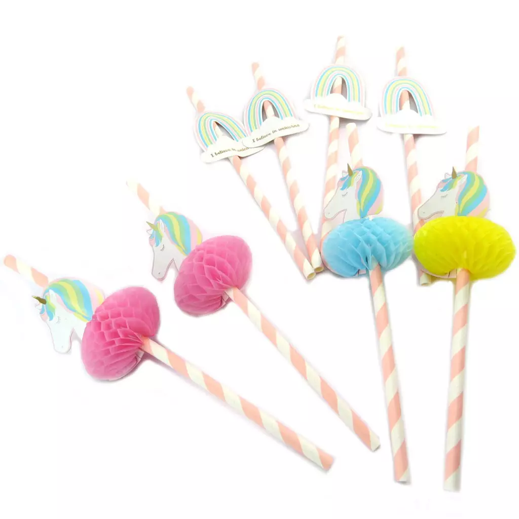 les trésors de lily Set de 8 pailles décoratives 'Licorne My Unicorn' multicolore 20 cm [P5424]