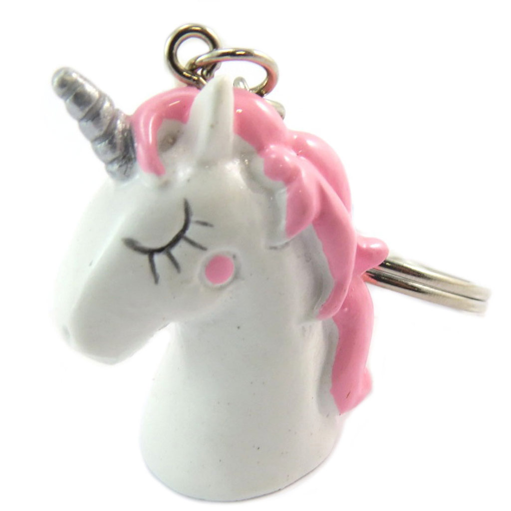 Porte-clés \'Licorne My Unicorn\' blanc rose - 4x2 cm - [P5433]