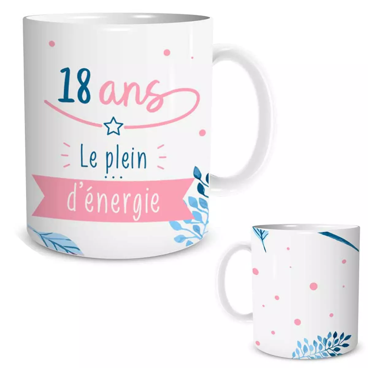 les trésors de lily Mug céramique '18 ans' blanc rose (le plein d'énergie) [P5455]