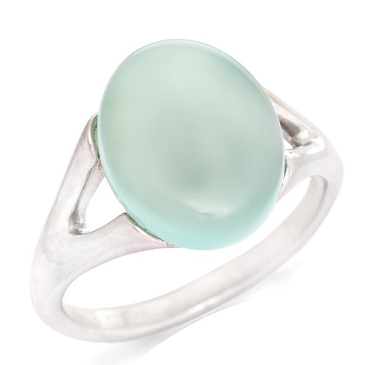 Bague Argent \'Meghan\' agate aqua argenté (rhodié) - 15x11 mm - [R0777]