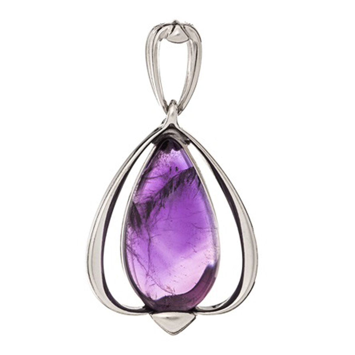 Pendentif Argent \'Meghan\' améthyste argenté (rhodié) - 20x17 mm - [R0783]