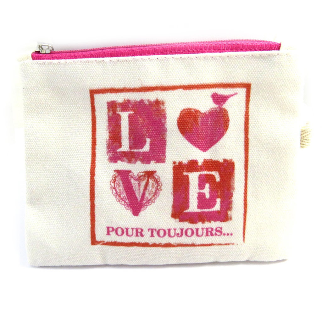 Porte-monnaie \'Love\' rouge beige - [M3277]
