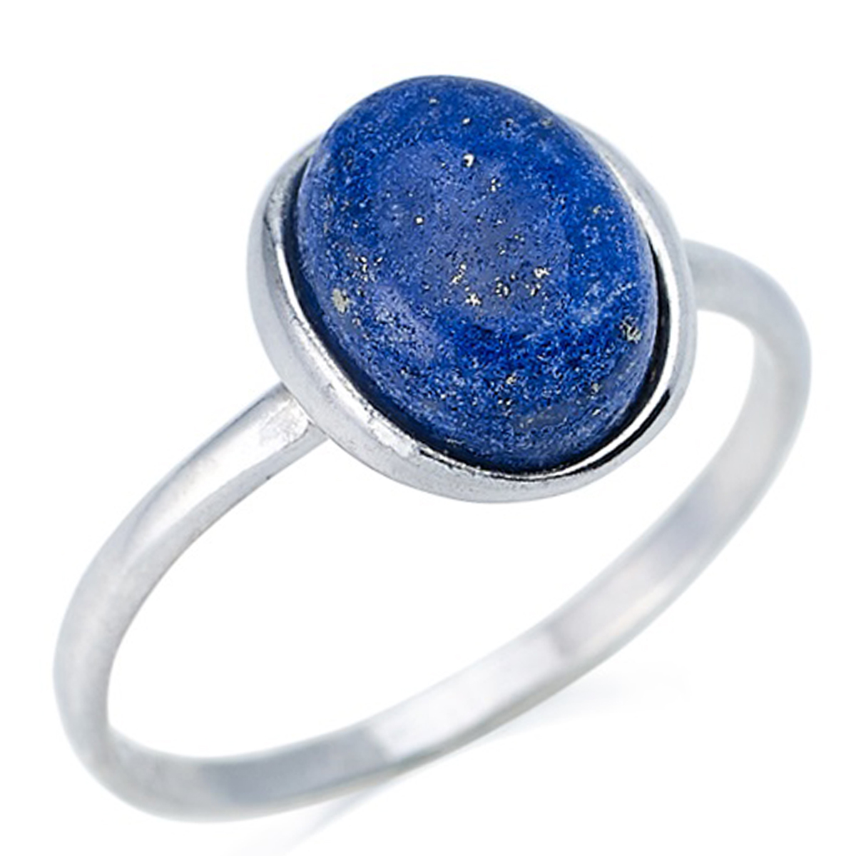 Bague Argent \'Meghan\' lapis lazuli argenté (rhodié) - 11x8 mm - [R0798]