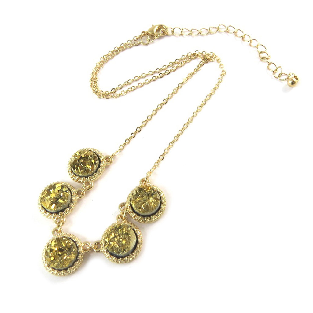 Collier Créateur \'Mineralia\' doré - [P0104]