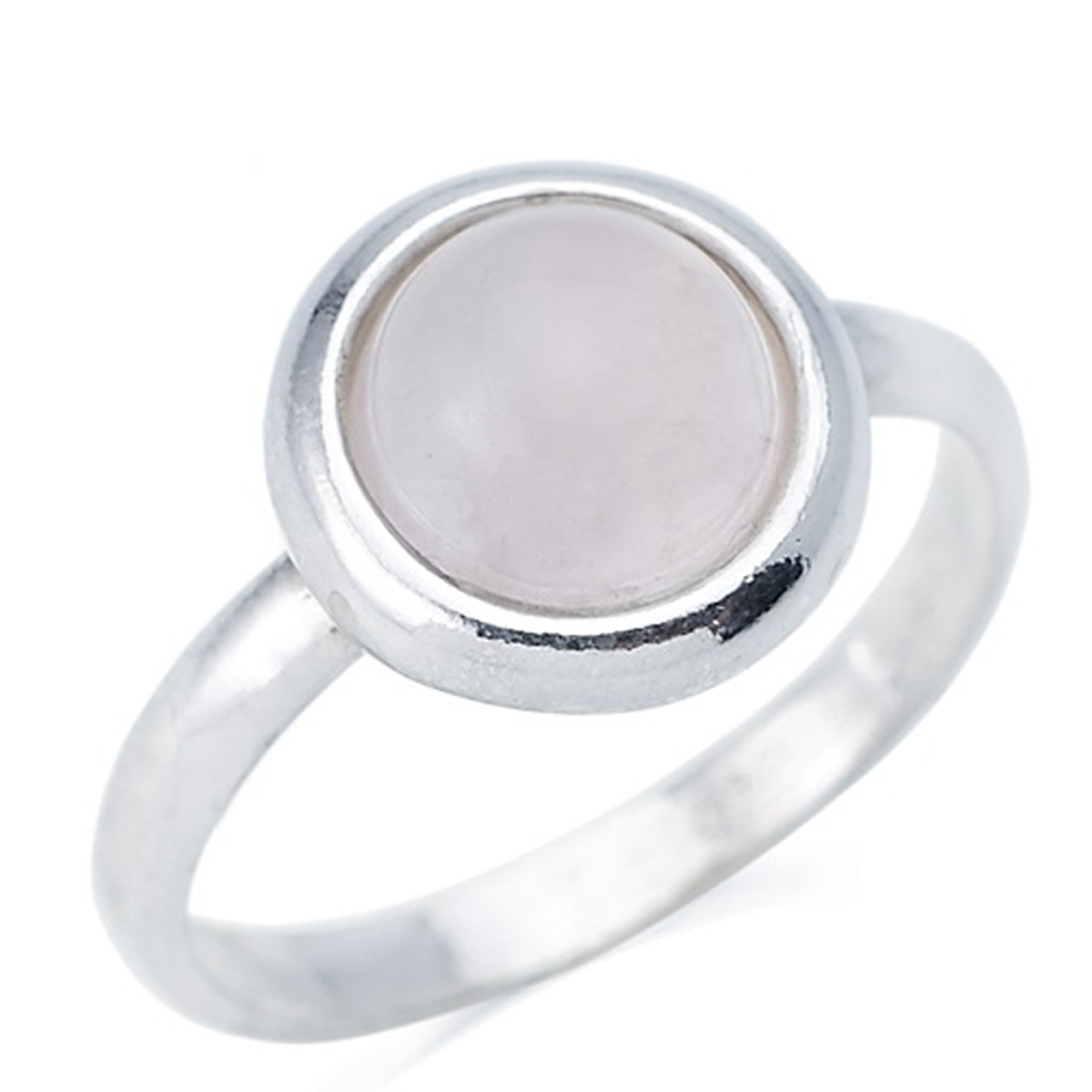Bague Argent \'Meghan\' quartz rose argenté (rhodié) - 10 mm - [R0799]