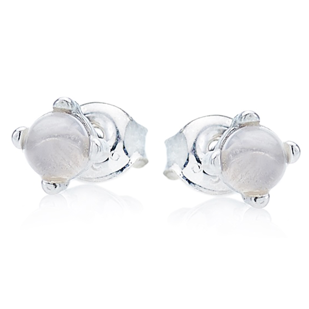 Boucles d\'oreilles Argent \'Meghan\' pierre de lune argenté (rhodié) - 4 mm - [R0812]