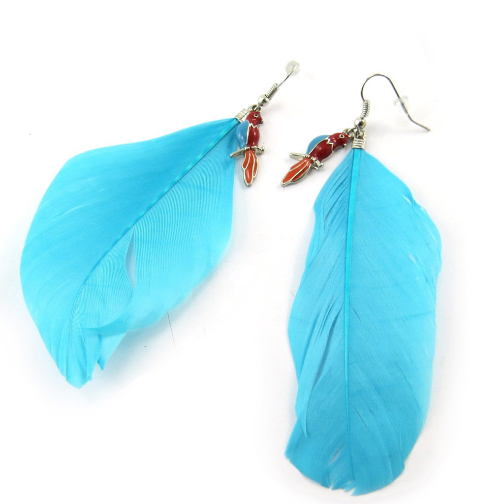 Boucles Créateur \'Cheyennes\' turquoise rouge - [N3574]