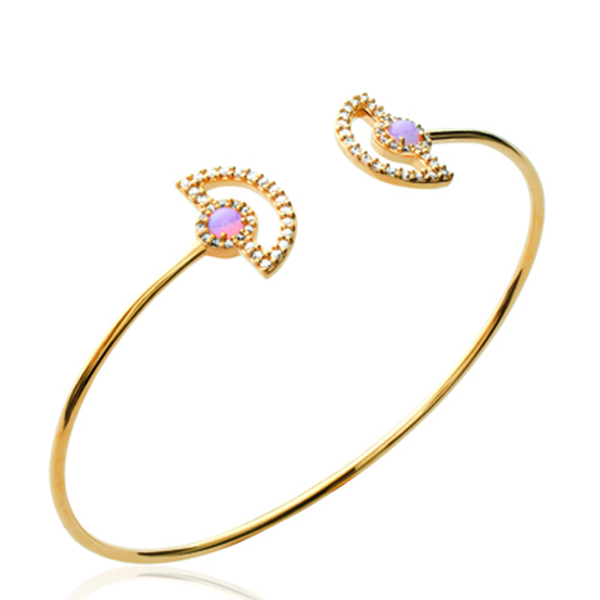Bracelet plaqué or ouvert \'Princesse Opale\' rose doré - 58 mm, 13x9 mm - [P0153]