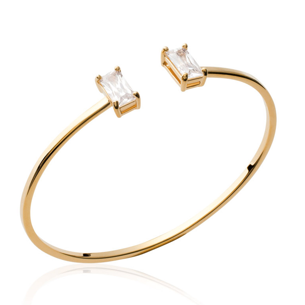 Bracelet plaqué or ouvert \'Sissi\' blanc doré - [P0154]