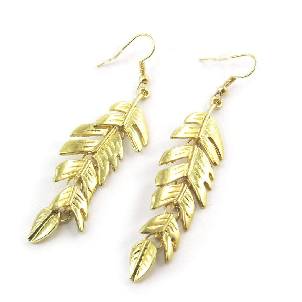 Boucles \'Feuille d\'Or\' doré - [N3635]