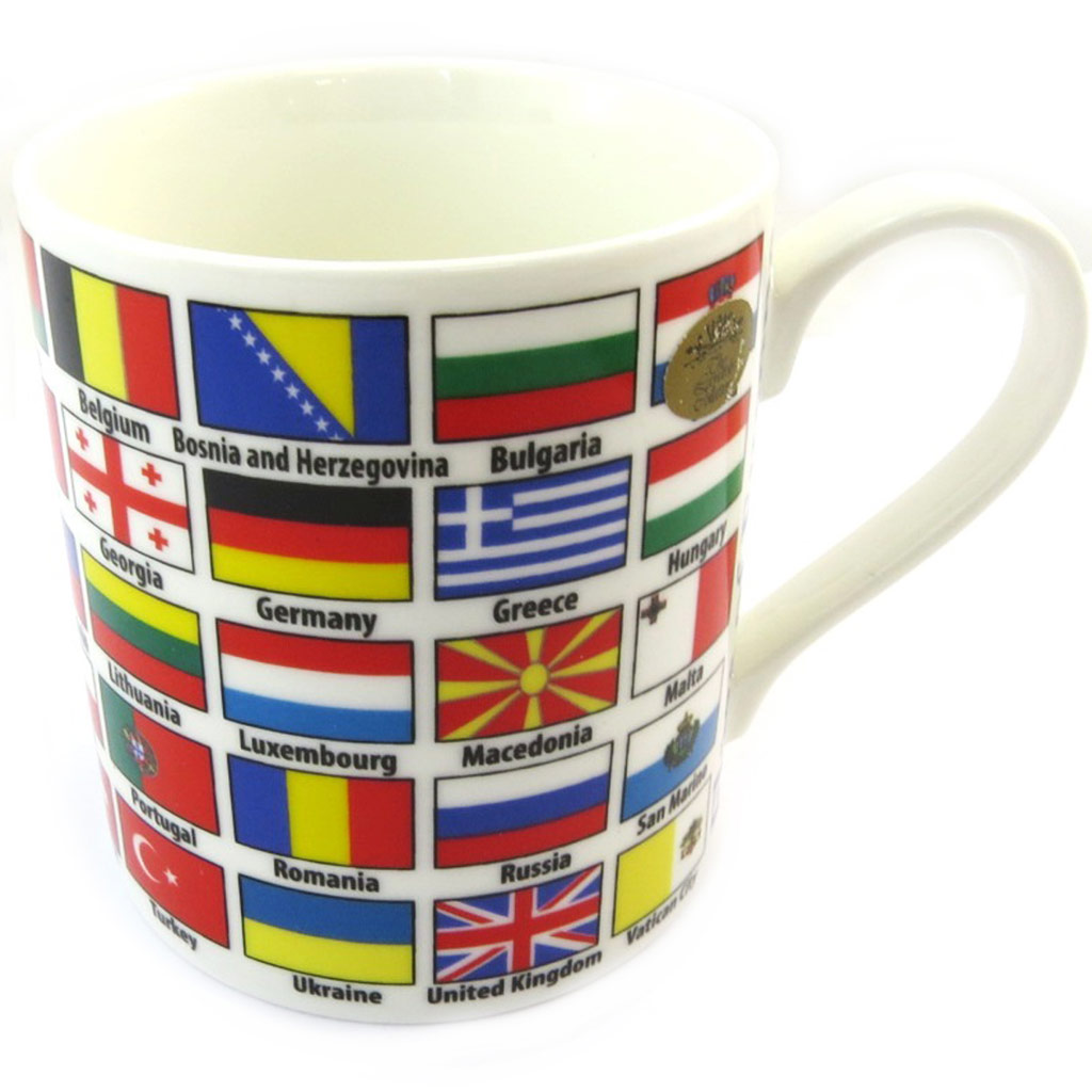 Mug céramique \'Cosmopolite\' multicolore (drapeaux) - 95x85 mm - [N3665]