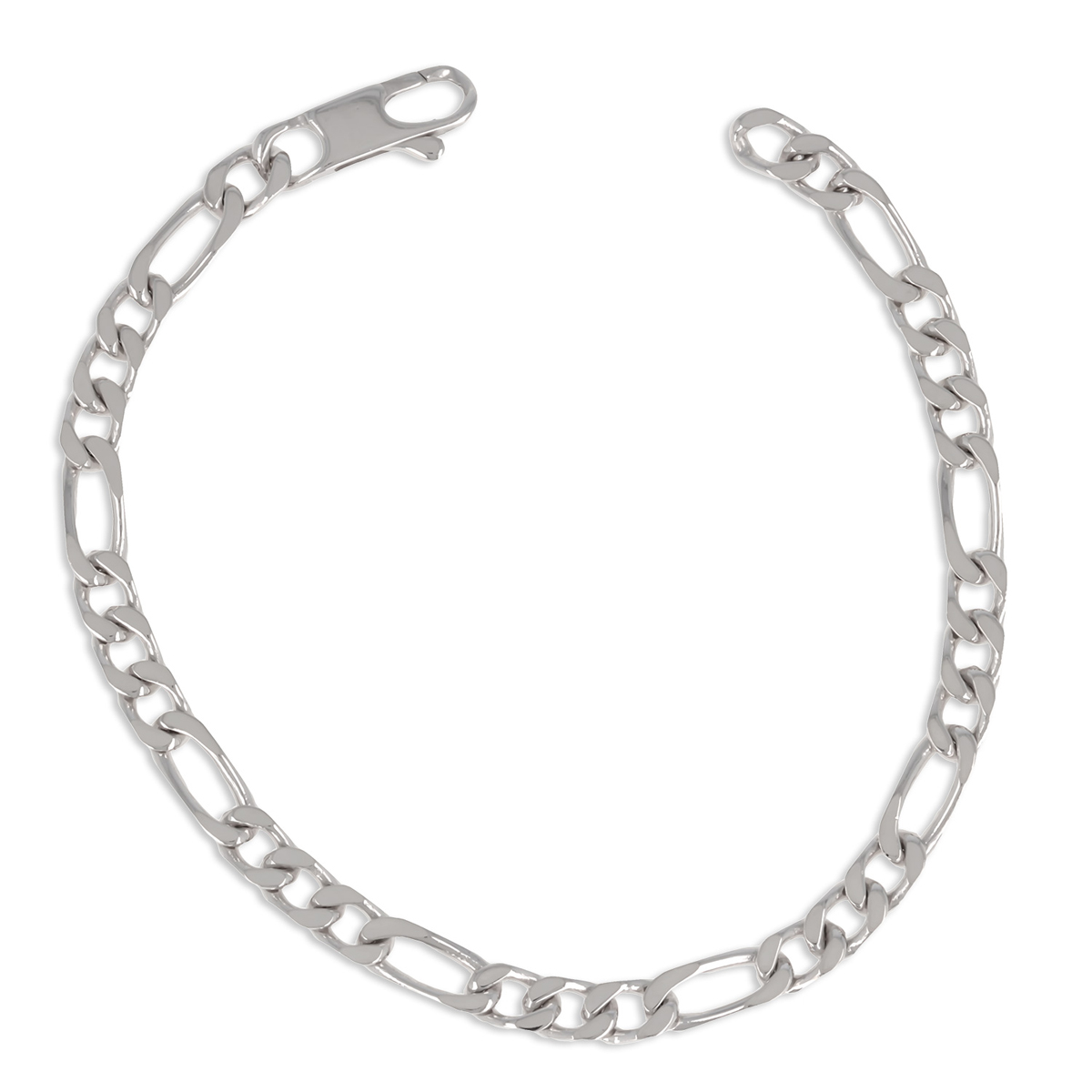 Bracelet Argent \'Figaro\' argenté (rhodié) - 20 cm 5 mm - [R1934]
