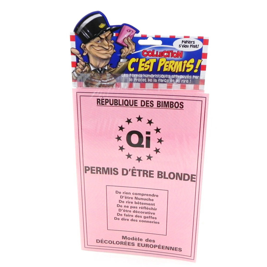 Carte spéciale \'Permis d\'être Blonde\' - 205x145 cm - [H6983]