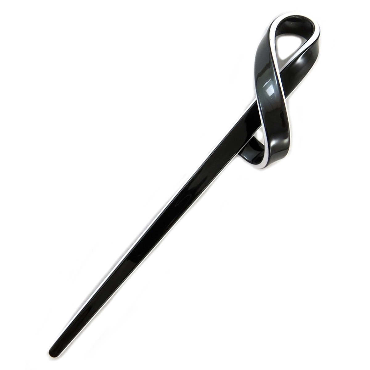 Picot à chignon créateur \'Sissi\' noir blanc - 15x4 cm - [Q0126]