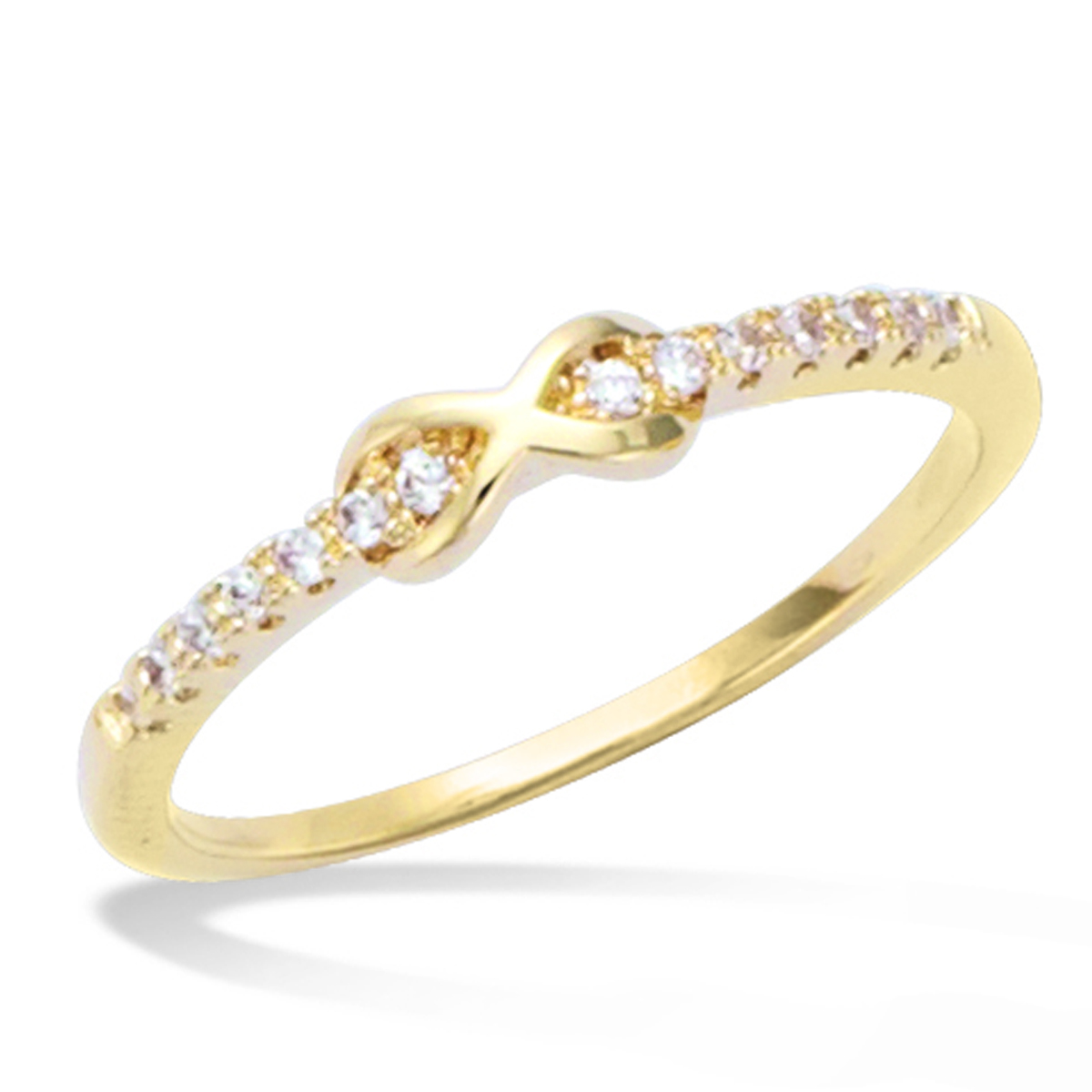 Bague Plaqué Or \'Infini\' blanc doré - 6x3 mm - [M6264]