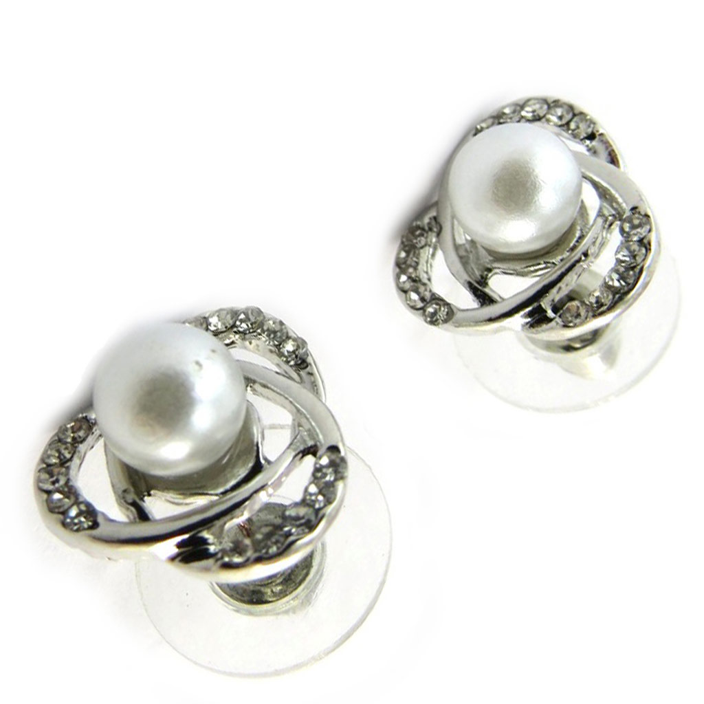 Boucles Créateur \'Sissi\' blanc argenté - [N3678]