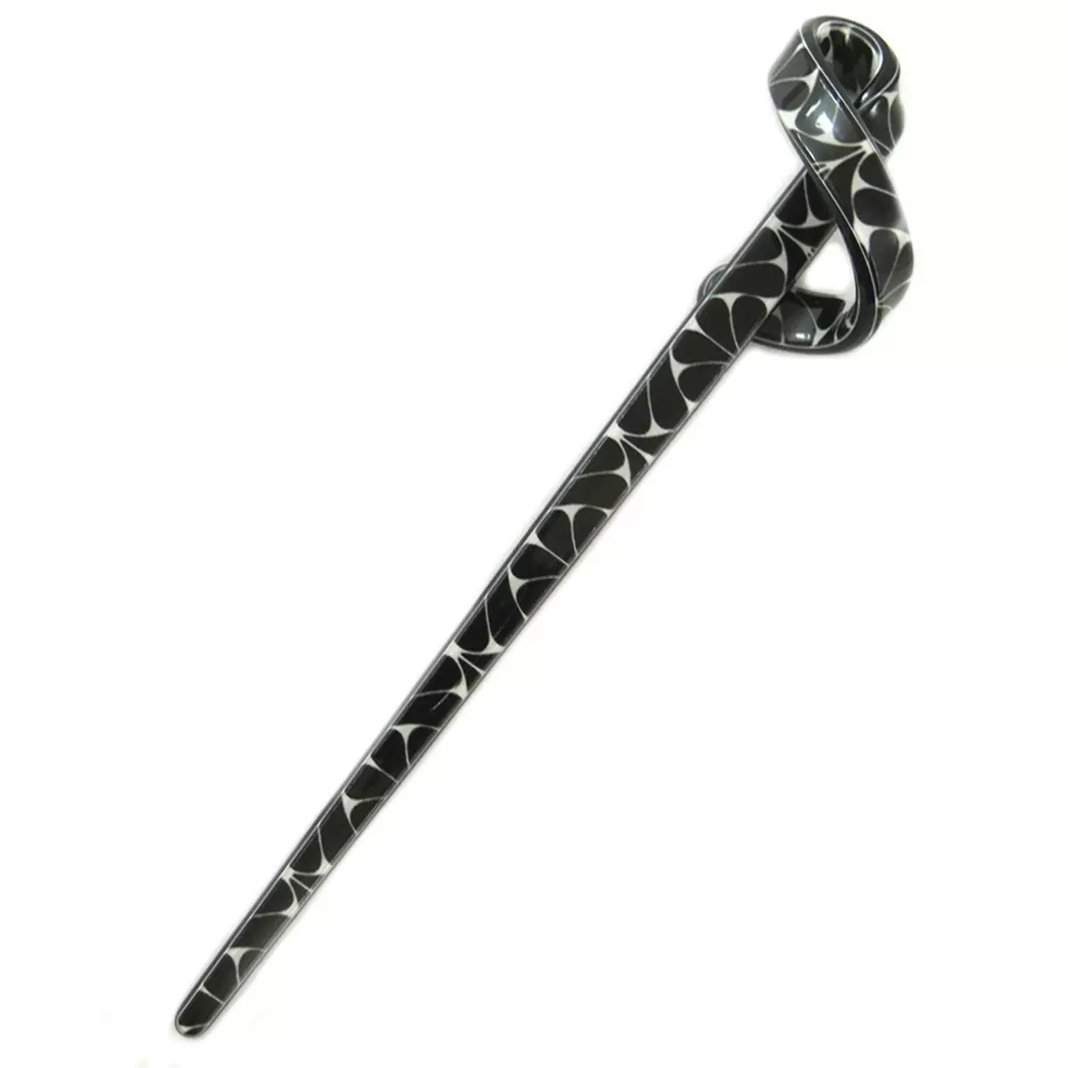 les trésors de lily Picot à chignon créateur 'Sissi' noir blanc 15x4 cm [Q0128]