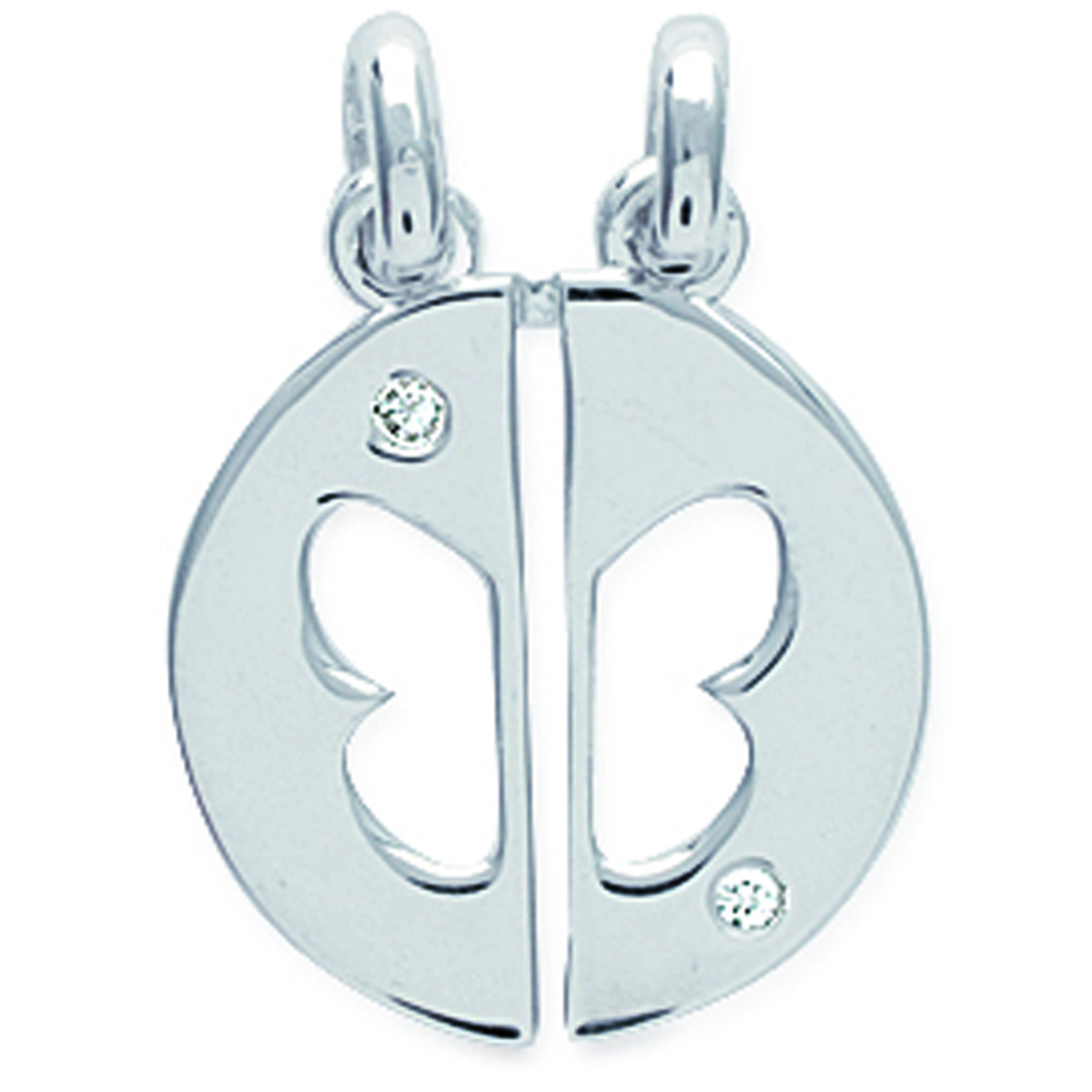 Pendentif argent \'Papillon\' blanc argenté (rhodié) sécable - 21x16 mm - [J2058]
