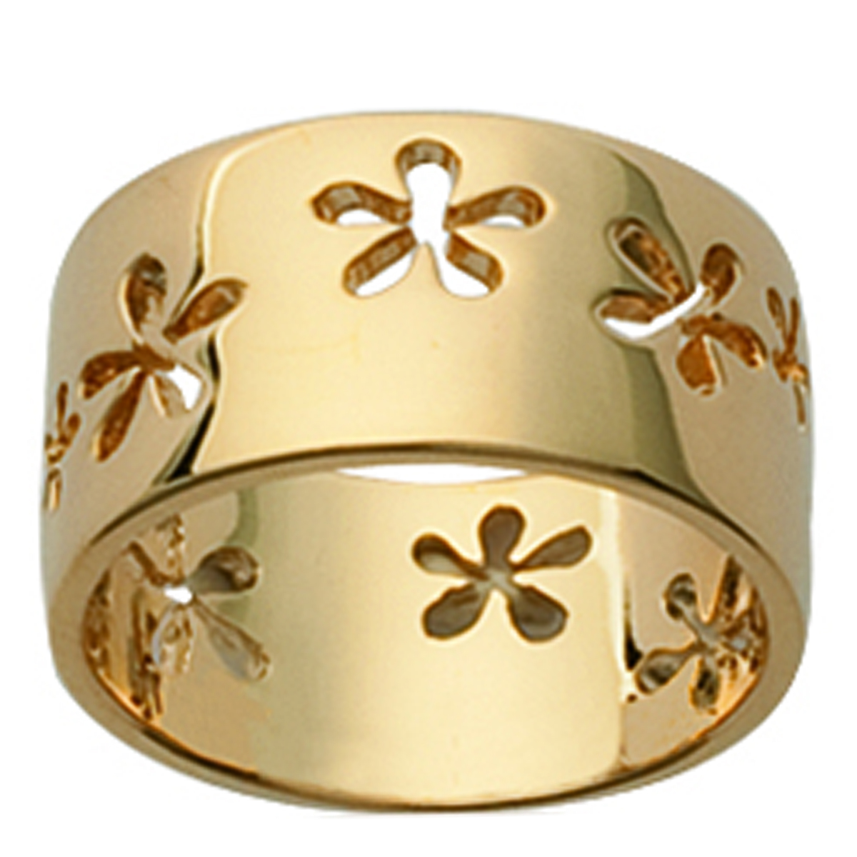 Bague Plaqué Or \'Flora\' doré - 10 mm - [E1056]