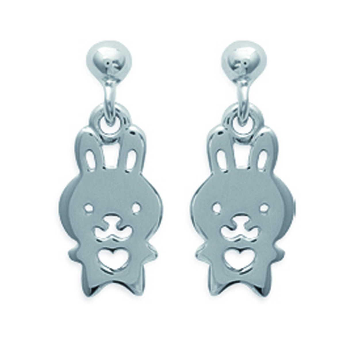 Boucles Argent \'Gais Lapins\' argenté - 15x6 mm - [J2062]