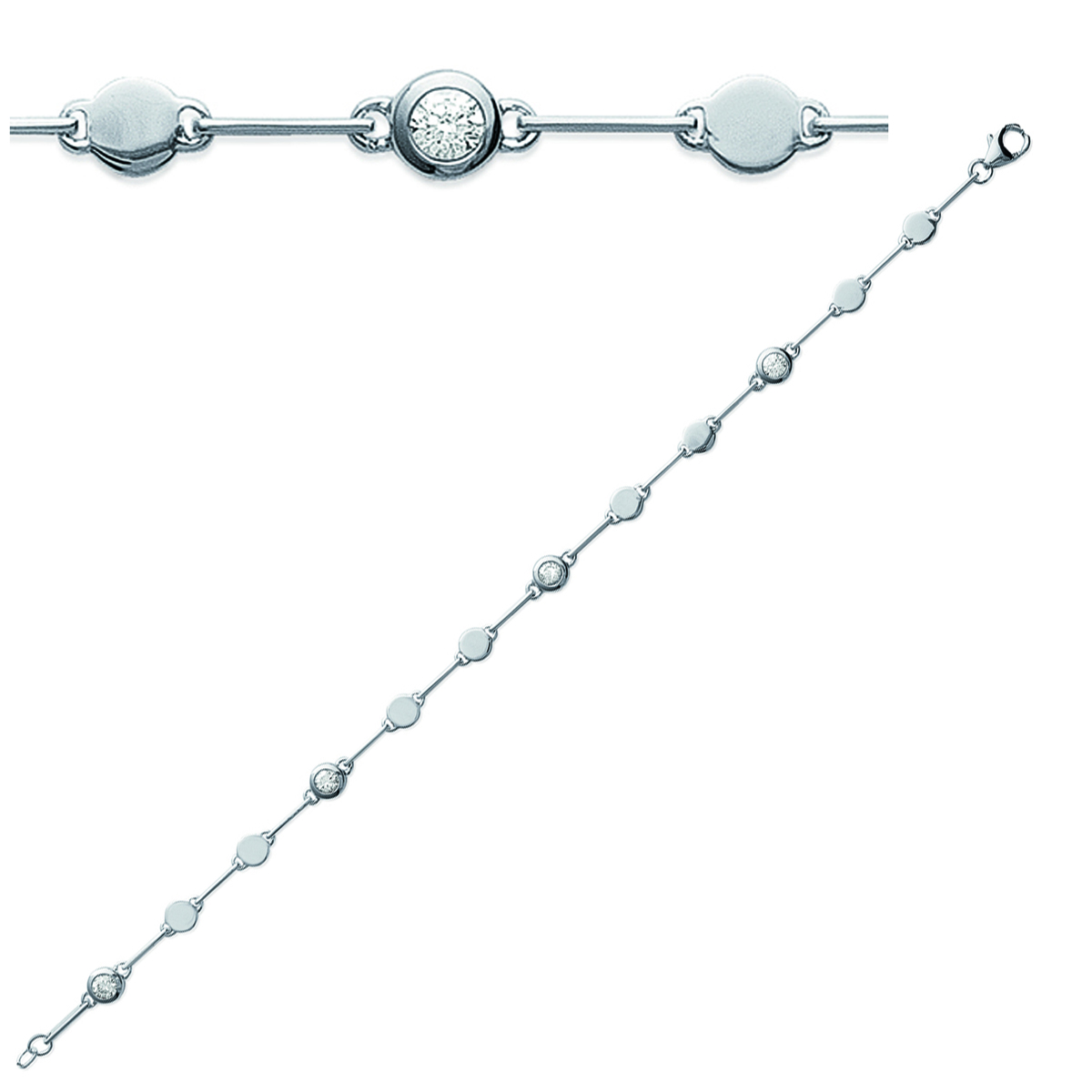 Bracelet Argent \'Déesse\' blanc argenté (rhodié) - 5 mm - [J2067]