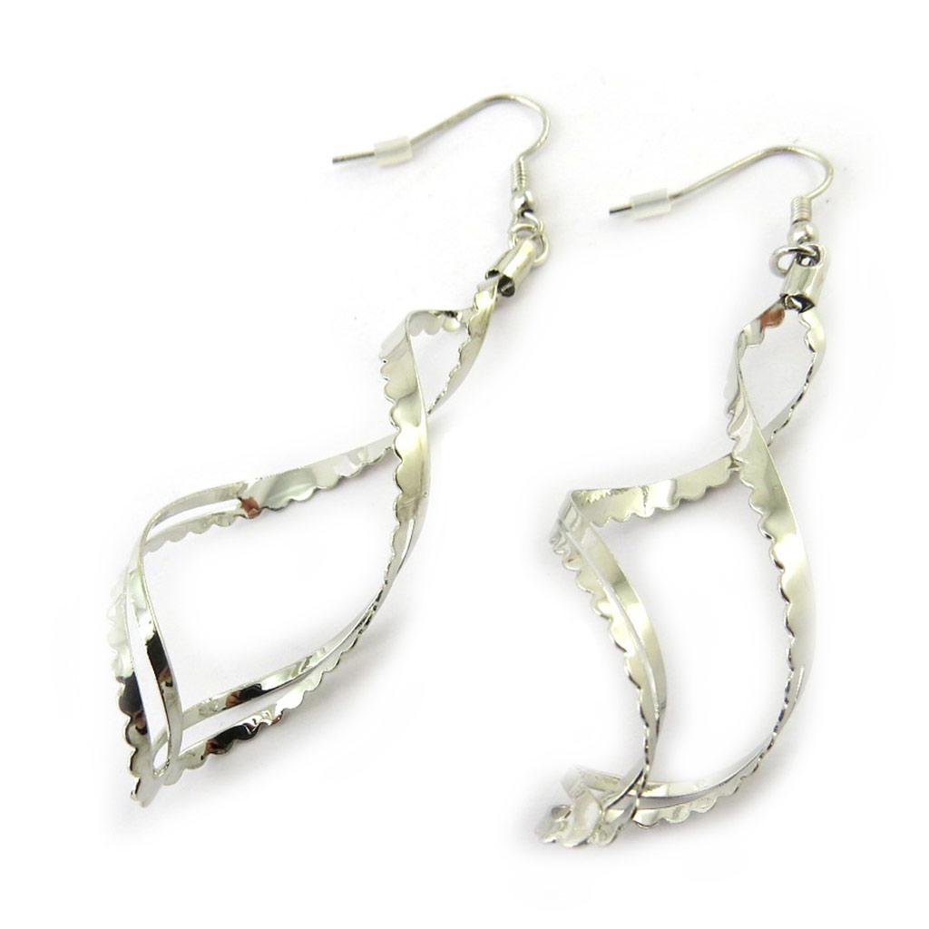 Boucles Créateur \'Chorégraphie\' argenté (géométriques) - [N3693]