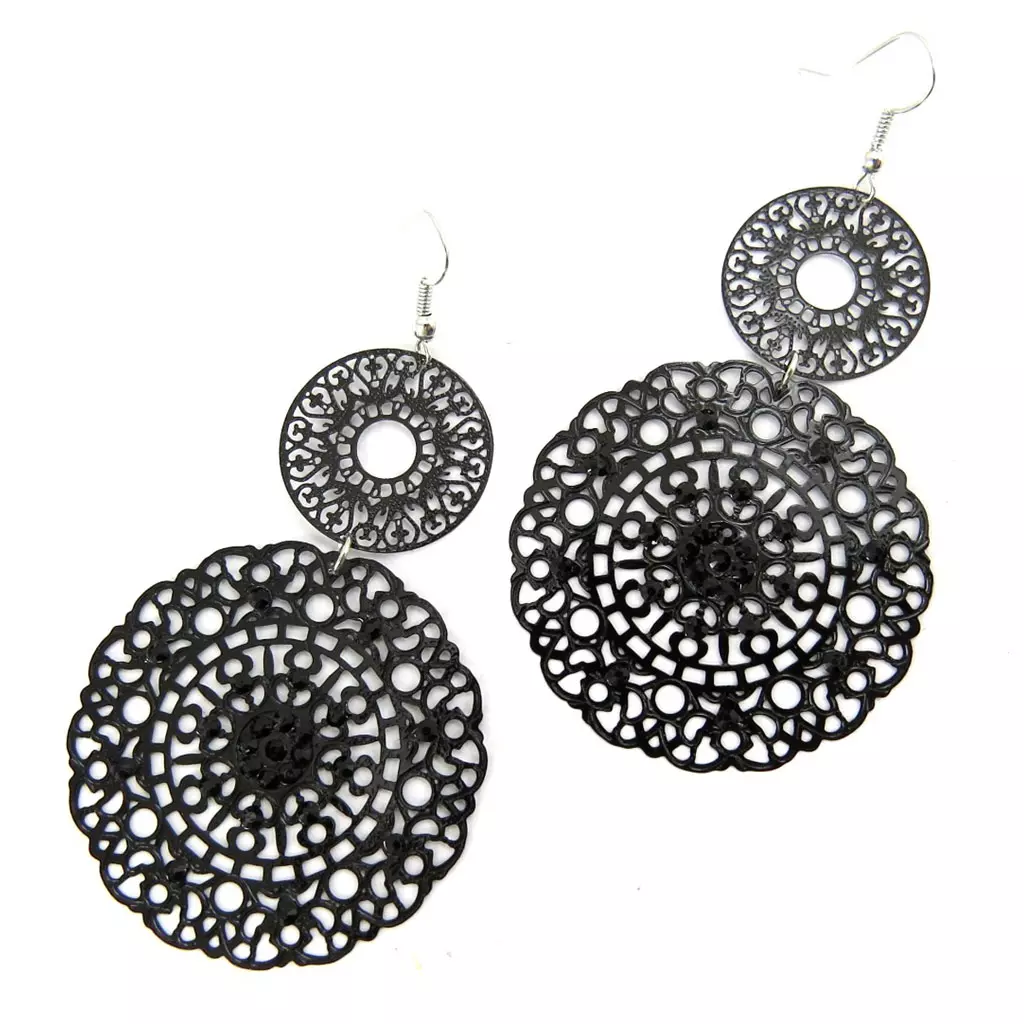 les trésors de lily Boucles 'Carmen' noir [L6063]