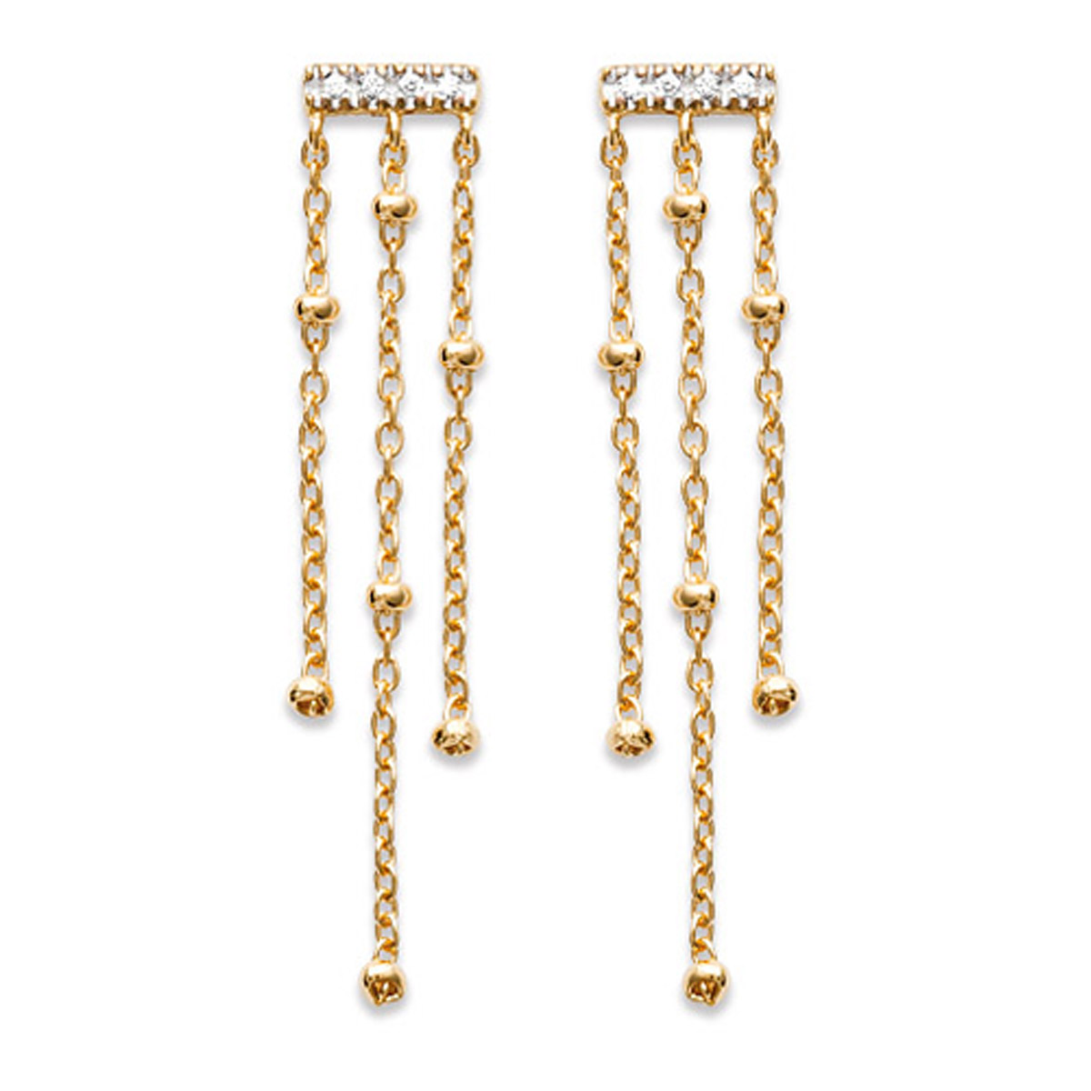 Boucles plaqué or \'Sissi\' blanc doré - 40x7 mm - [P0190]
