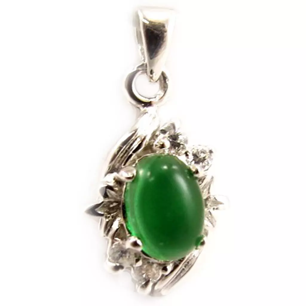 les trésors de lily Pendentif Argent 'Lucie' Vert Blanc [C3624]