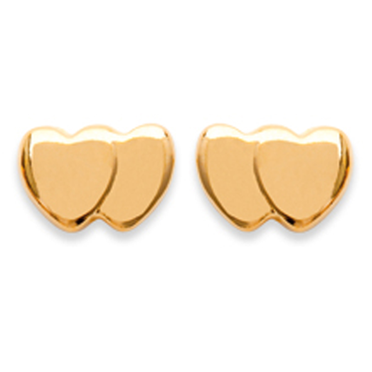 Boucles Plaqué Or \'Double Coeurs\' doré - 5x8 mm - [D0980]