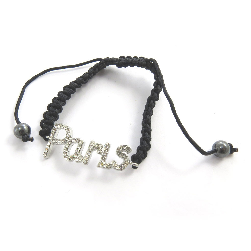 Bracelet shambhala \'Paris\' noir  - [N1786]