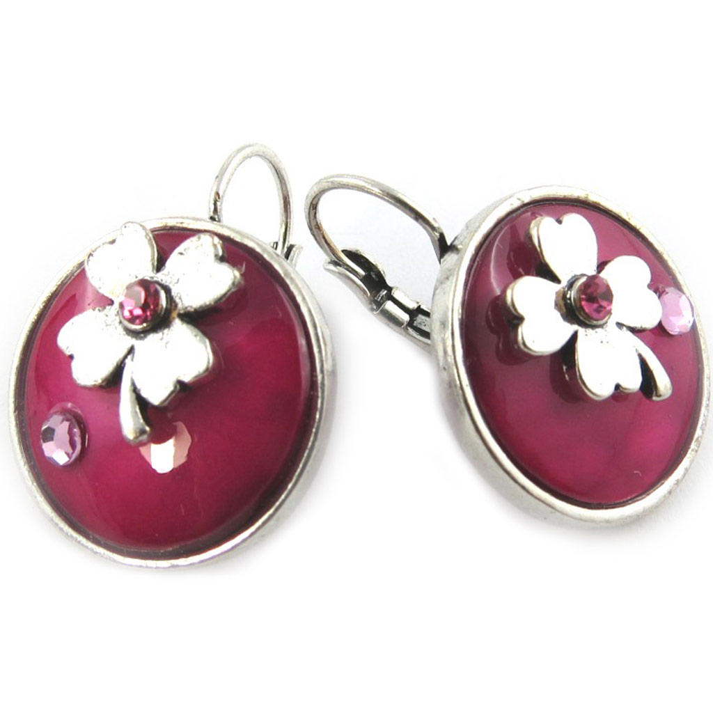 Dormeuses Créateur \'Nacre en Folie\' rose - [G0354]