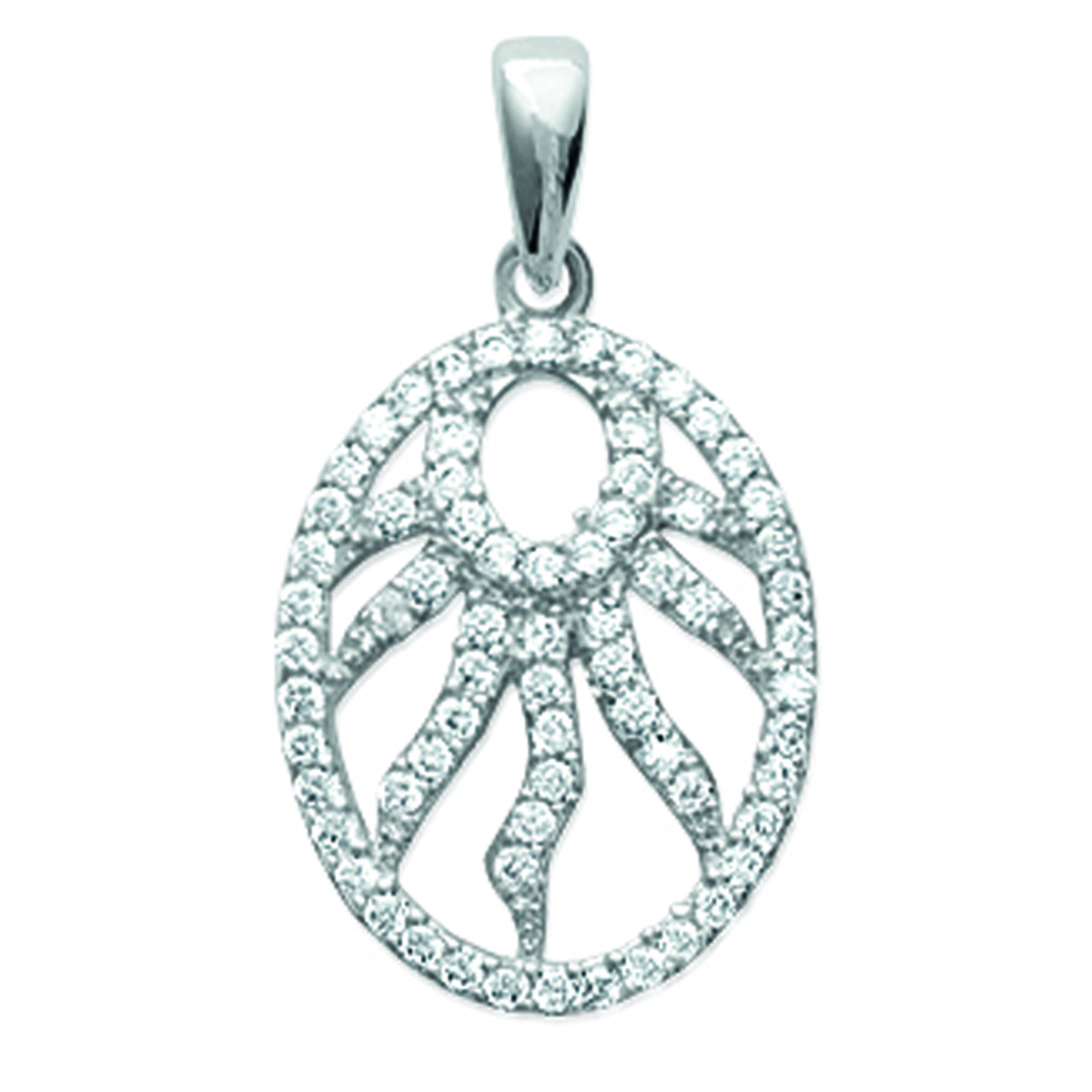 Pendentif Argent \'Déesse\' blanc argenté (rhodié) - 18x14 mm - [K7707]
