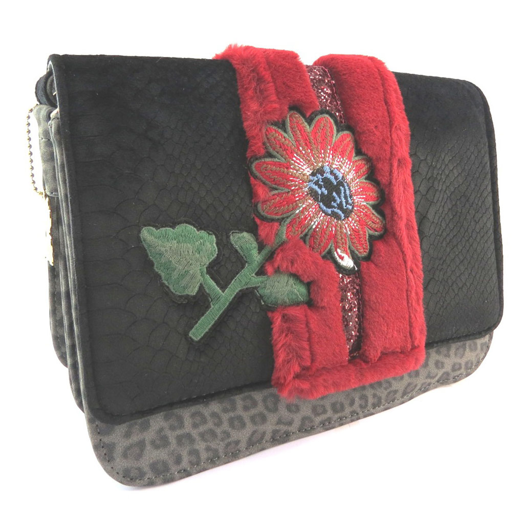 Sac bandouli?�re 'Lollipops' rouge noir (2 compartiments) - 255x19x11 cm - [P5797]