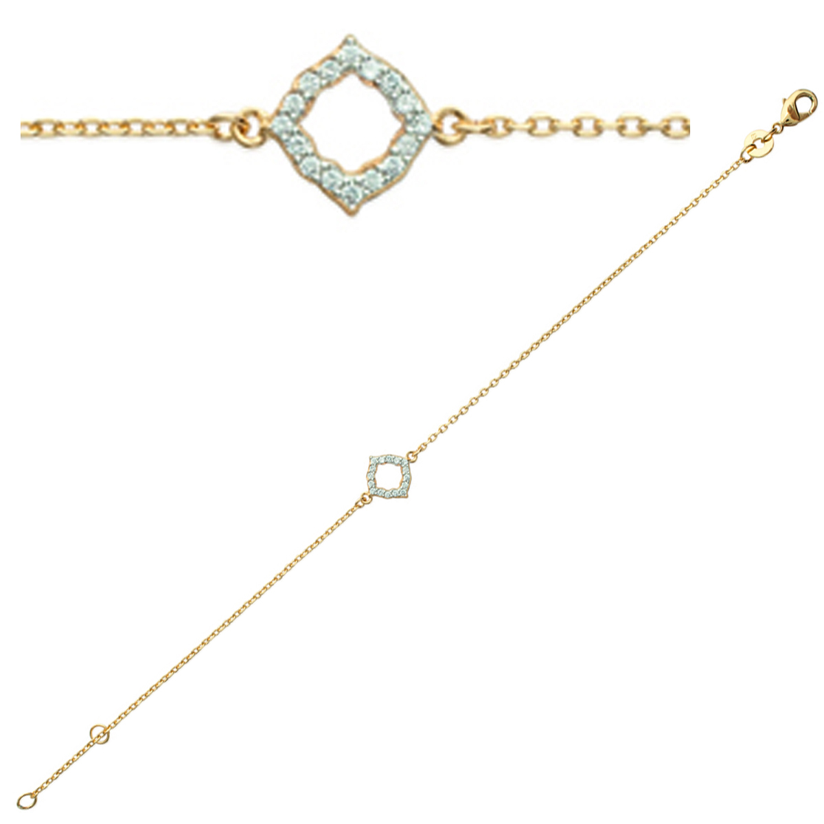 Bracelet Plaqué or \'Déesse\' blanc doré - 7x7 mm - [K7770]