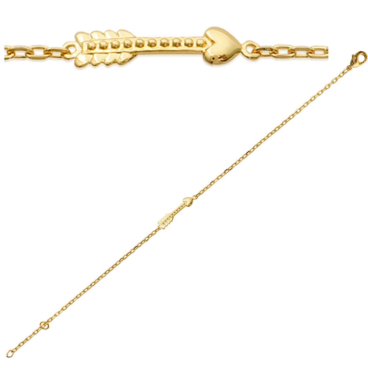Bracelet Plaqué or \'Flèche de Cupidon\' doré - 17x4 mm - [K7772]