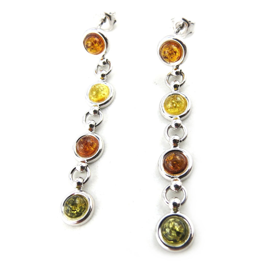 Boucles Argent \'Inspiration\' Ambre (rhodié) 3 tons - [N1966]