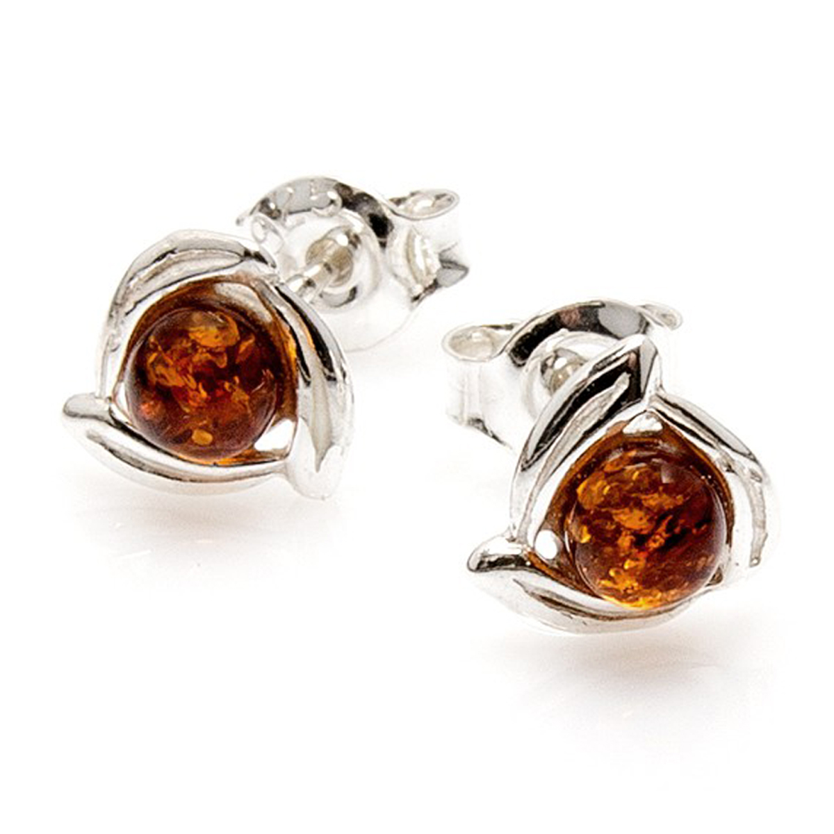 Boucles Argent \'Inspiration\' ambre (rhodié) - 9 mm - [N1983]