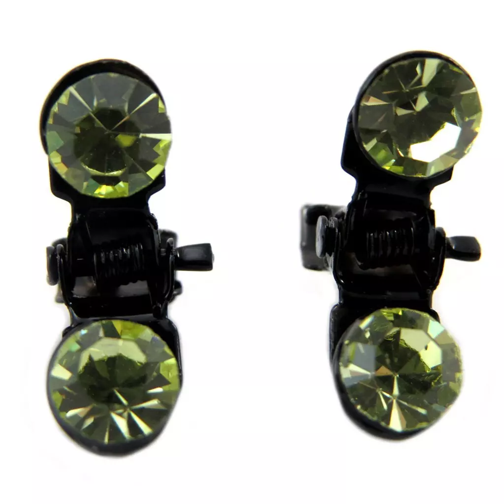 les trésors de lily Paire minis pinces 'Sissi' vert 7 mm [P5925]