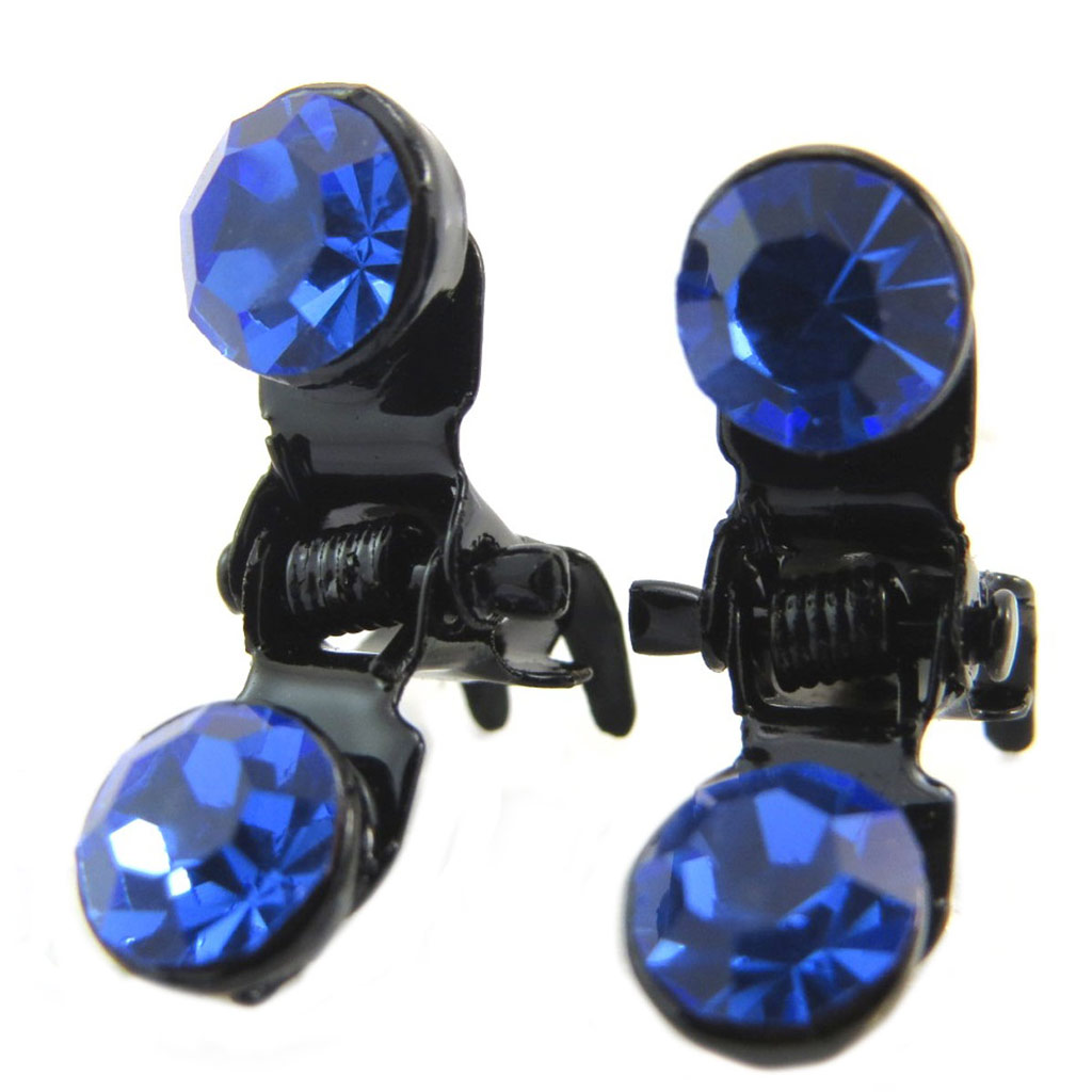 Paire minis pinces \'Sissi\' bleu - 7 mm - [P5927]